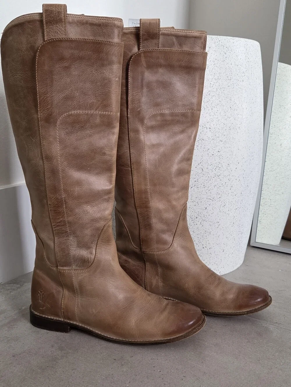 Frye Paige  Tan Over-the-Knee Leather Boots